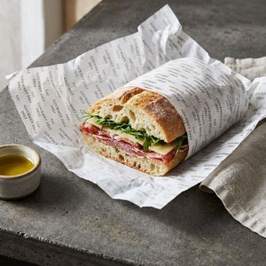 Papel de Embalaje de Alimentos Personalizado, Impermeable, Antigrasa y Antihumedad para Productos de Panadería, Bocadillos, Hamburguesas y Pan - Product Image 1