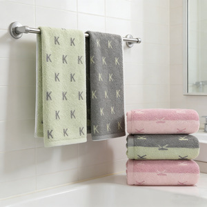Goodmorning Cotton Face Towel 35x70cm Embroidered Alphabet Antimicrobial Rectangle - Product Image 3