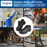 Botas de seguridad de trabajo para hombres con suela de goma, antiimpacto puntera de acero, zapatos de construcción industrial de piel de vaca