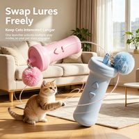 Lanceur de jouets interactifs pour chat en plastique à rétraction automatique, version améliorée, pour un jeu paresseux, pour chats domestiques, articles pour animaux de compagnie