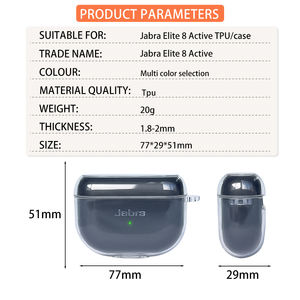 Coque transparente en TPU pour étui pour écouteurs <span class=keywords><strong>Jabra</strong></span> <span class=keywords><strong>Elite</strong></span> 8 <span class=keywords><strong>Active</strong></span>, étui transparent pour écouteurs sans fil en TPU, pour coque airpods pro - Product Image 3