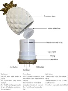 100ml ananas tasarım nemlendirici aromaterapi nebulizatör gece lambası uçucu yağ Aroma YAYICI - Product Image 6