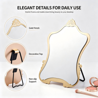 Miroir de table en métal personnalisé style bohème, miroir de vanité décoratif pliable avec support réglable pour la vente en gros et les marchés de cadeaux