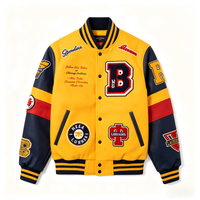 Fabrication OEM, vestes en laine pour hommes, vestes de baseball en laine, tailles plus grandes, logo personnalisé, patch, manches en cuir, veste pour hommes