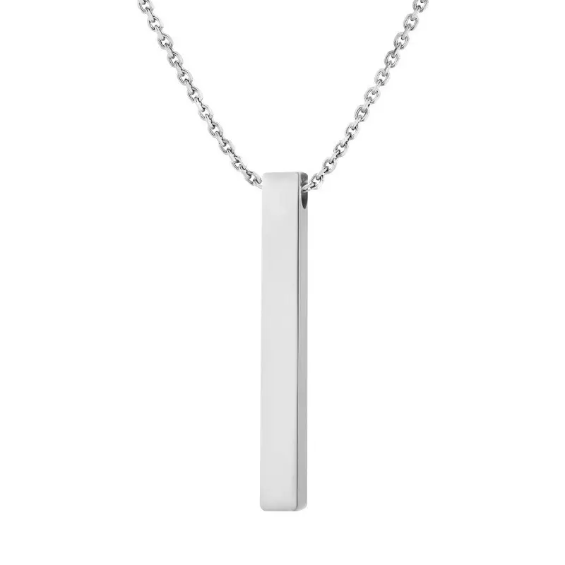 Heating film hot Sale Hip Hop Geometric Black Metal Stainless Steel Bar Pendant Necklace Chain for Men