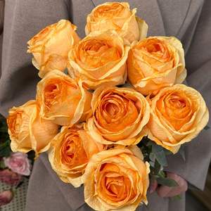 Bouquet de roses artificielles en soie, rose foncé, orange, jaune, haute simulation, décoration intérieure, accessoires de mariage - Product Image 3
