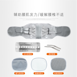 Cinturón de Soporte Lumbar Kanghujia Gris con 5 Placas Anchas, Soporte Transpirable de Acero para Hernias Discales, Deportes al Aire Libre, Tallas SMLXLXXL - Product Image 3