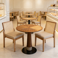 Ensemble de table et de chaises en bois pour café de restauration rapide, chaises en rotin pour restaurant, mobilier de café