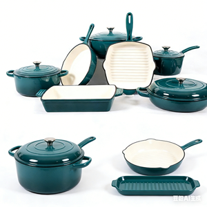 Ensemble de casseroles <span class=keywords><strong>en</strong></span> émail multicolores <span class=keywords><strong>en</strong></span> gros, ensemble de batterie de <span class=keywords><strong>cuisine</strong></span> <span class=keywords><strong>en</strong></span> <span class=keywords><strong>fonte</strong></span> de 11 pièces, casserole à induction avec couvercle, <span class=keywords><strong>cuisine</strong></span> robuste - Product Image 6