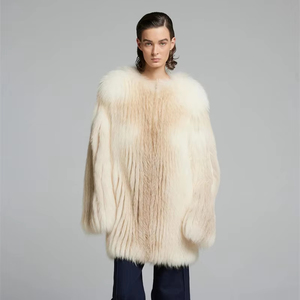 Moda calda vendita invernale soffice elegante pelliccia di volpe calda e calda pelliccia Beige morbida <span class=keywords><strong>cappotto</strong></span> di <span class=keywords><strong>visone</strong></span> di lusso personalizzato da donna - Product Image 1