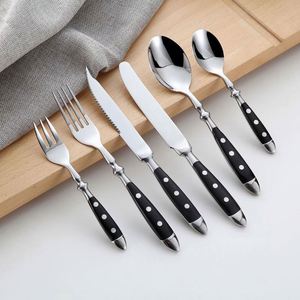 Nuevo Juego de Cubiertos de Acero Inoxidable Forjado de 6 Piezas con Mangos de Baquelita Negros, Estilo Alemán, para Regalos Comerciales - Product Image 3