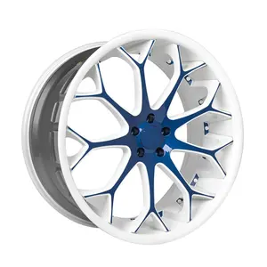 New arrival Casting Customization 20 Inch Chrome Spoke Rims White With Deep Blue Face 20 Inch Wheel 6x139.7