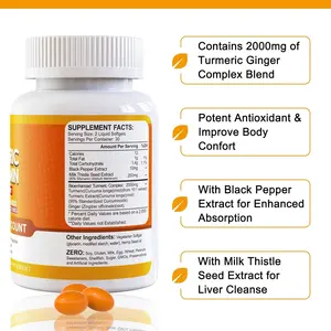 OEM 5 In 1 Milk Thistle Seed Extract Black Pepper Ginger Root Curcuminoids Turmeric Ginger Supplement Softgel Capsules