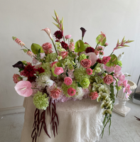 Arrangement de luxe rose et vert, Anthurium au toucher réel, Boule de fleurs Calla Lily pour la décoration d'événements