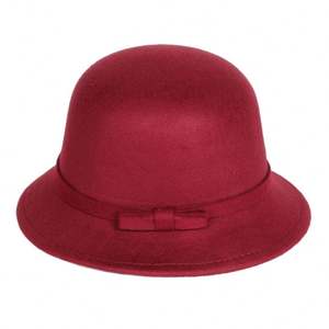 หมวกทรงเฟโดราสไตล์อังกฤษสำหรับผู้หญิง ทำจากผ้าสักหลาด อุ่นสบายสำหรับฤดูหนาว ขายส่ง - Product Image 1