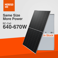 Paneles Solares MoregoSolar con Tecnología BC-Cell, Vidrio Único, 670W 665W 660W 650W 645W 640W, Precio para Proyectos Fotovoltaicos Comerciales e Industriales