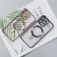 Coque de téléphone souple en silicone métallique transparente anti-rayures avec pare-chocs en TPU et support de charge sans fil pour iPhone 17 16 15