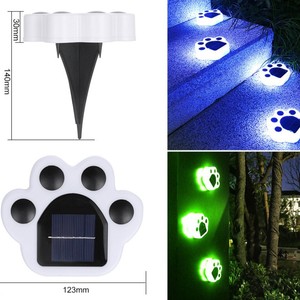 Lampe solaire LED pour pelouse, motif empreinte animale, patte d'ours colorée, ambiance de jardin, étanche IP65 pour aménagement paysager - Product Image 3
