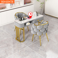 Ensemble de tables à ongles en fer de style moderne et commercial de haute qualité avec mobilier de salon de manucure en velours Mengyao
