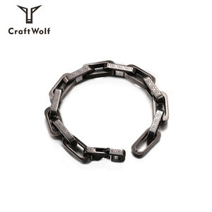 Craft Wolf Fashion Jewelry Vintage Silver coloratissimo 316L <span class=keywords><strong>bracciale</strong></span> in acciaio inossidabile inciso margherita cubano a maglie <span class=keywords><strong>bracciale</strong></span> a catena - Product Image 3