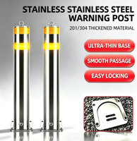 Bollard de sécurité robuste en acier inoxydable 304 avec bande réfléchissante jaune pour le stationnement