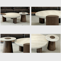 Table basse en bois moderne et populaire pour la maison, table basse ronde de luxe haut de gamme, table basse de salon de style rétro