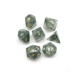 OEM ODM Bajo MOQ Juego de 10 dados poliédricos de piedra de cristal con fuente dorada personalizada para juegos de rol DND, grabados, para regalos - Product Image 2