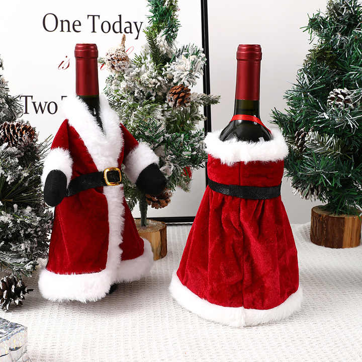 TC Fashion Creative Cartoon Red Skirt Wine Bottle Holder Home Table Ornaments Cloth Christmas Decorations Wine Bottle Cover