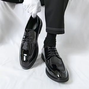 Chaussures habillées de luxe pour homme en cuir véritable, style italien, pour mariage, type Oxford à enfiler, brodées et fabriquées à la main - Product Image 3