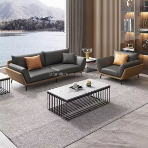 Ensemble de canapés de direction modulaires modernes en cuir écologique, durables, personnalisables en couleur et en taille, Lovezone, pour bureau à domicile, salon - Product Image 3