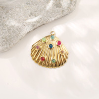 Pendentif en forme de coquille en acier inoxydable avec incrustation de perles, étanche, plaqué or 18 carats PVD, accessoires DIY pour colliers et bracelets, vente en gros