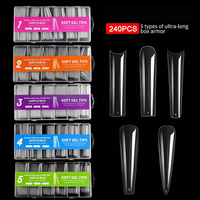 Vente chaude 240 pièces/boîte amande Design doux Gel ongles conseils naturel clair carré pour acrylique ongles produit