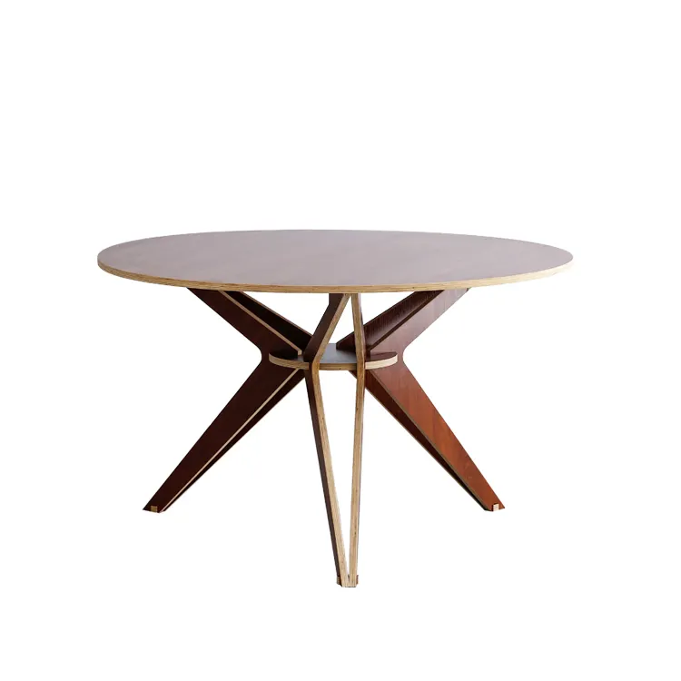 high quality minimalist style plywood round dining table easy to install
