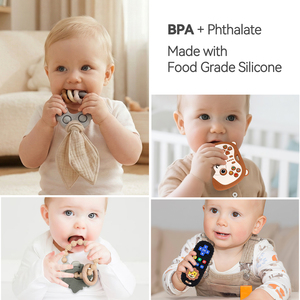 Juguete Sensorial <span class=keywords><strong>Mordedor</strong></span> de Madera Personalizado, Libre de BPA, para Autismo, Sonajero de Silicona con Forma de Animal, Juguetes de Dentición para Bebés, Set de Regalo - Product Image 4