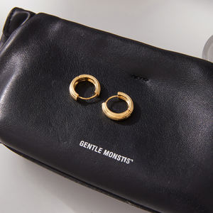 J & D Minimalistische Hoepel Oorbel 18K Verguld Roestvrij Staal Mode Getextureerde Oorringen - Product Image 4