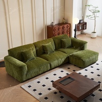 Canapé convertible rectangulaire de luxe moderne nordique beige pour salon, avec structure en bois massif et revêtement en tissu chenille suédé, 3-4 places