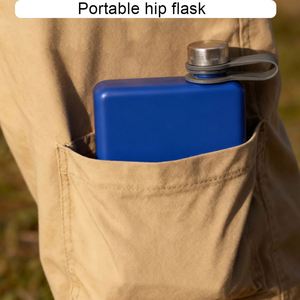 Gourde de poche plate carrée en acier inoxydable de 8 oz avec logo personnalisé pour le voyage et le camping, vente en gros, pour liqueur, whisky, alcool - Product Image 5