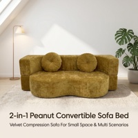 Erdnussförmiges, transformierbares, komprimierbares Lazy Sofa aus Samt, rahmenloses gerades Schlafsofa, modern, unregelmäßig, einfacher Versand