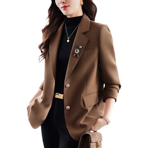 Khaki Blazer For Women Slim Fit Solid Color Worsted Suit Jacket Casual Elegant Spring Autumn 2026 - Product Image 4