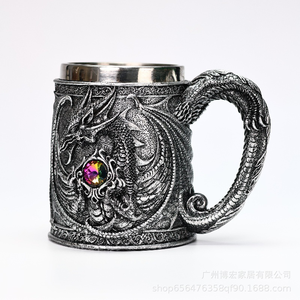 Chope à bière en acier inoxydable personnalisée, style rétro médiéval, dragon, diamant, vintage, pterosaure en relief, style américain, maintien au chaud pendant 6 heures - Product Image 6