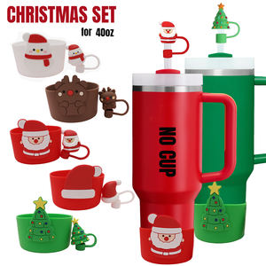 Juego de Accesorios para Vasos con Diseño de Lazo y Flor Navideña, de Silicona, para Botella de Agua Stanley de 40 oz - Product Image 3