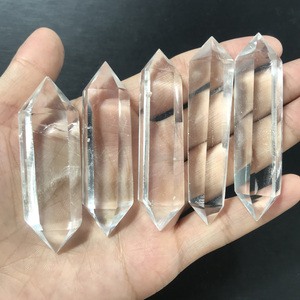 Cột tinh thể màu trắng tự nhiên, cột đôi tinh thể màu trắng trong hình dạng của kim cương tinh thần lấp lánh - Product Image 4