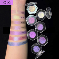 Fard à paupières poudre vegan longue durée, imperméable, à haute pigmentation, effet diamant caméléon duo chrome, brillant