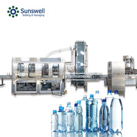 Machine de remplissage automatique d'eau pure pour boissons, homologuée CE, 6000-12000 BPH, haute efficacité, pour bouteilles en plastique contrôlées par PLC