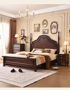 <span class=keywords><strong>Lit</strong></span> double en bois massif vintage américain Mobilier de chambre à coucher <span class=keywords><strong>Lit</strong></span> king Size <span class=keywords><strong>Lit</strong></span> 2 places - Product Image 6