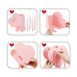 Cajas de flores en forma de corazón San Valentín <span class=keywords><strong>para</strong></span> arreglos Bolsa floral de papel con asa Cesta <span class=keywords><strong>para</strong></span> boda Floristería Despedida de soltera - Product Image 6