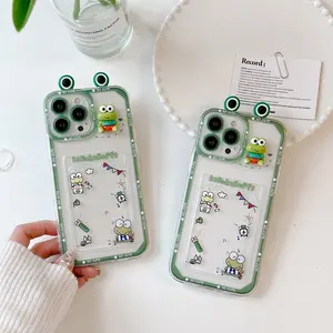 Korea popular 3D cute frog credit card phone case for iphone 11-14pro max