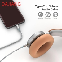 Kabel Aux DAJIANGG USB C 3.5mm Nylon Braided, Adaptor Tipe C Male, Kabel Ekstensi Audio Stereo untuk Ponsel