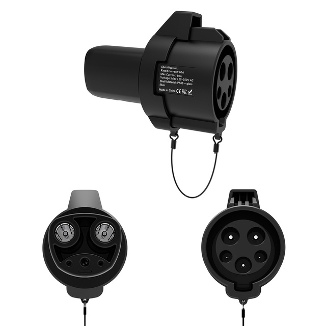 EV Charger Adapter 80A J1772 to Tesla for Electric Vehicle Electric Car Charging Gun Connector EVSE Conversion Socket