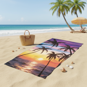 Telo Mare Personalizzato Stile Veneziano YABEE, Asciugatura Rapida, Oversize, Stampa Tramonto Palma, Anti-Sabbia, Super Assorbente - Product Image 5